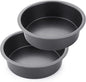 HONGBAKE Round Cake Pan Set for Baking, 8 Inch, Nonstick Deeper Circle Cake Pans with Wider Grips, 2 Pieces Layer Cake Tin, Cheesecake Mold, Huty Duty, Dishwasher Safe - Grey