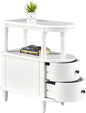 Narrow End Side Table with 2 Storage Drawers and Open Shelf, Retro Vintage Slim by MODERION-YourHomeSoulMate