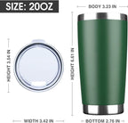 20oz Tumbler Bulk Stainless Steel Vacuum Insulated Tumblers with Lid Double Wall Travel Mug, Powder Coated Coffee Cup, Suitable for Ice Drinks and Hot Beverage (Dark green 1pack)