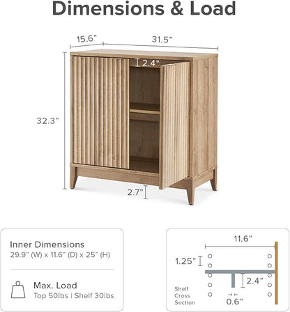 mopio Brooklyn Fluted Storage Cabinet, Modular Accent Buffet Sideboard - Image 3