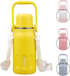 BJPKPK Insulated Thermos Water Bottle with Handle and Lid 27oz Stainless Steel Water Bottles Double Wall for Cold and Hot Beverages,Yellow