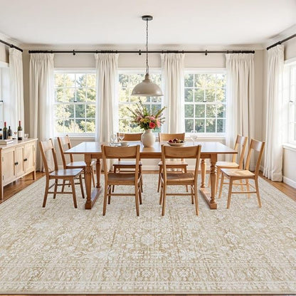10x12 Area Rugs Living Room: Bedroom Washable Carpet Natural Beige | Large - Image 3
