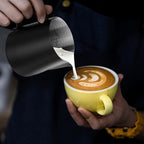 HULISEN 6.8oz/200ml Milk Pitcher, Stainless Steel Espresso Latte Steaming Frothing Pitcher, Coffee Milk Frother Maker, Pour Cup