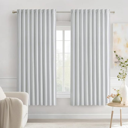 MIULEE Greyish White Back Tab Blackout Curtains 52x63 Inches Long 2 Panels | by MIULEE
