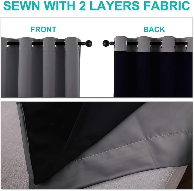 NICETOWN 100% Blackout Short Curtains - Image 5