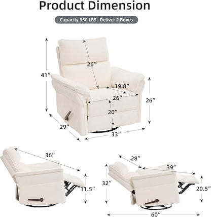 Oversized Recliner Chair, Chenille Glider Rocking Nursery Chair - Image 2