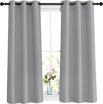 NICETOWN Blackout Silver Grey Curtains 48 inch Length by NICETOWN
