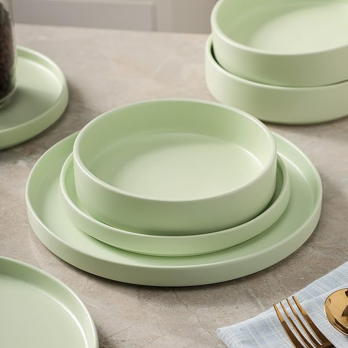Stone lain Stella Pasta Bowl 6-Piece Set, Round, Porcelain, Lime Green