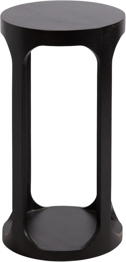 Kate and Laurel Dahl Modern Slatted Wooden Round Drink Table; 12 x 23; Black; - Image 8