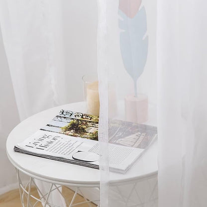 MIULEE White Sheer Curtains 96 Inches Long, 54 X 96 Inches, 2 Panels | Solid - Image 4
