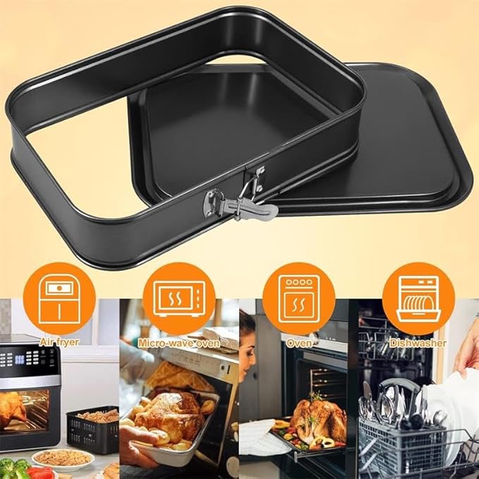HEAVYSEVEN Removable Bottom Rectangle Cake Pan - Carbon Steel Cheesecake & Torte Baking Pan with Detachable Base