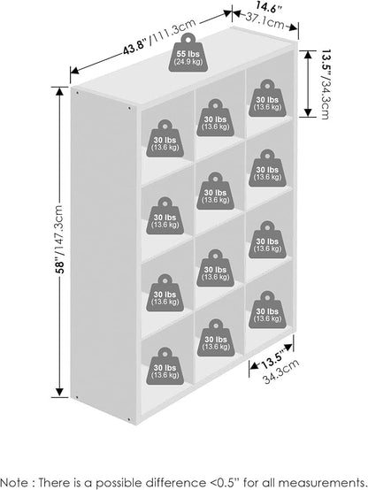Furinno Simple Cube Storage Organizer, 12-Cube Display Shelf, Open Back - Image 3