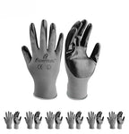 I9 Essentials Seamless Nitrile Coated Work Gloves, Large 6 Pairs, Black & Grey – Washable Grip for Construction, Gardening, Woodworking