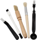 Coffee Grinder Cleaning Brush, Espresso Machine Brush Kit Wood Handle & Natural Bristles Wood Dusting Espresso Brush Set with Spoon for Bean Grain Coffee Tool (Pack of 5)