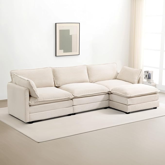 ROWHY Ottoman for Sectional Cloud Couch, Corduroy Ottoman for Deep Seat Modular - Image 3