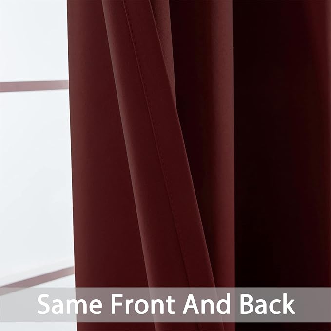 Yakamok Room Darkening Curtains 62x84 inch Length Burgundy Red-Living Room | 2 - Image 3