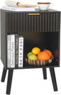 Fultyle Black Fluted Nightstand, Modern Bedside Table by Fultyle
