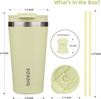 BJPKPK 18oz Insulated Tumbler With lid And Straw Stainless Steel Tumblers Travel Coffee Mug Reusable Thermal Cup,Macaron Green