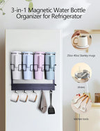 Multi-functional Magnetic Cup Holder ,Space Optimization Solution ,Suitable for Large Tumblers and Daily Items, Equipped with Drip Tray and Hooks, accommodates cups up to 40 oz,holds up to 40 lbs