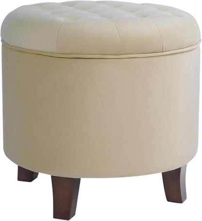 Homepop Home Decor | Upholstered Round Velvet Tufted Foot Rest Ottoman | Ottoman - Image 8