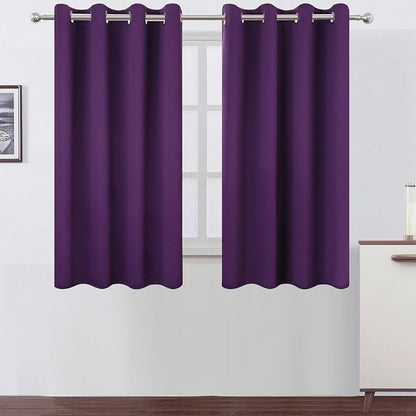 Blackout Curtains 66 x 54 Inch Long Purple Curtains Set of 2 Panels Room by Lemomo