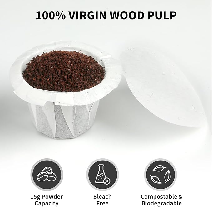 100 Count Fanativita K Cup Filters Disposable with Genius Lid Design, Fit All Reusable K Cups for Keurig (White)