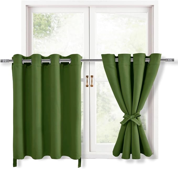 RV Blackout Curtains for Bedroom, Olive Green 52 x 30 Inch 2 Panels | Thermal by Hiasan