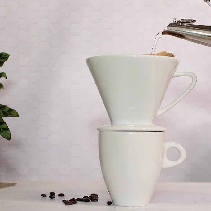Cilio C104943 Porcelain Coffee Filter/Holder Pour-Over, 4/Medium, White