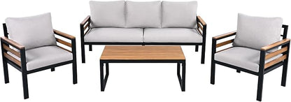VilroCaz 4-Piece Outdoor Patio Furniture Sectional Sofa Set - Image 7