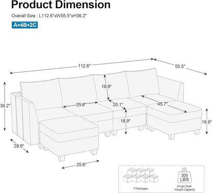 Belffin Modular Sectional Sofa U Shaped Couch - Image 2