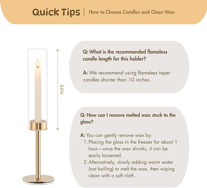 Gold Hurricane Candle Holders Set of 6, Tall Metal Windproof Glass Taper Candle - Image 8