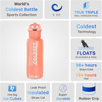 Coldest Insulated Water Bottle with Straw Lid - Stainless Steel Metal Insulated Bottle for Men & Women (Pink Froze Glitter, 32 oz)