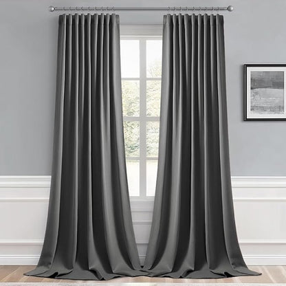 MIULEE Grey Back Tab Blackout Curtains 52x102 Inch Long 2 Panels Set | Rod - Image 9