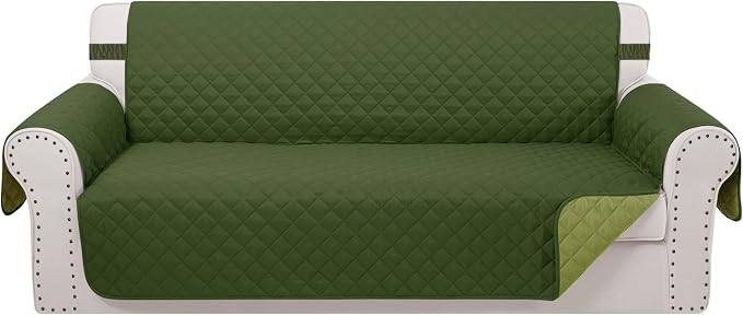 Reversible 4 Seater Sofa Cover 91" Large, Huntergreen | Couch Cover Furniture by LuxshareHome