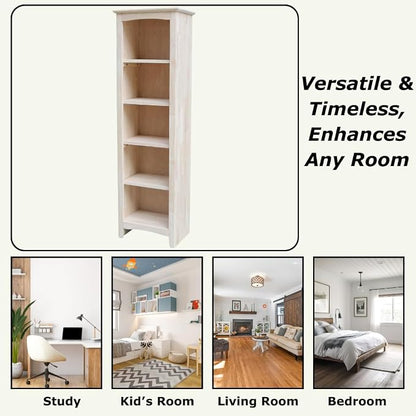 International Concepts Narrow Shaker Bookcase, 60-Inch High, Small Space - Image 5