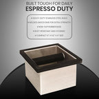 Rattleware Stainless Steel Knock Box 6"x5.5"x4" | Heavy-Duty Espresso Grounds Container with Welded Bar | Durable Rust-Resistant Coffee Knockout Box with Non-Slip Rubber Base for Professional Baristas