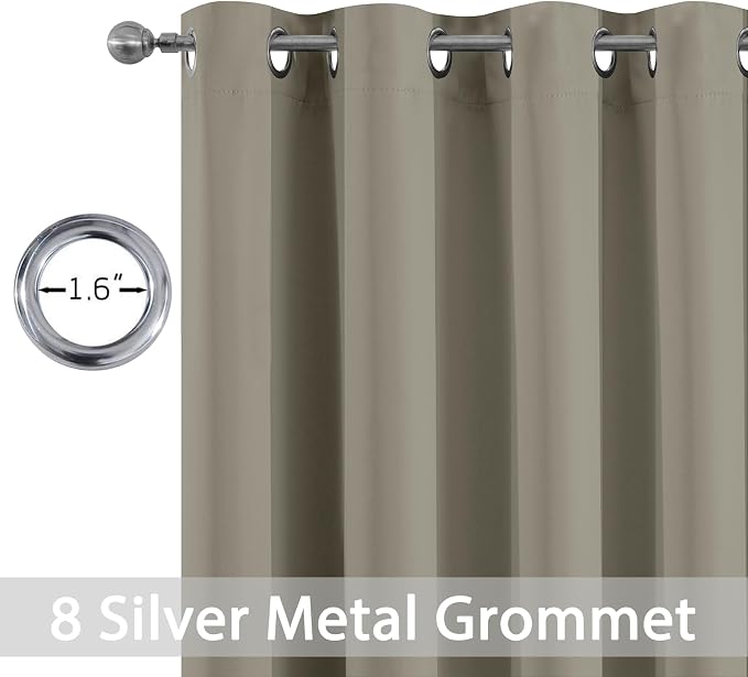 Yakamok Room Darkening Curtains 52x84 inch Length Taupe-Living Room | 2 panels - Image 2