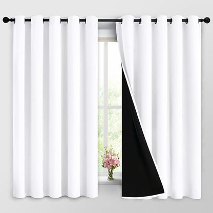 Yakamok Pure White 100% Blackout Curtains 63 Inches Long 62" Wide 2 Panel | by Yakamok