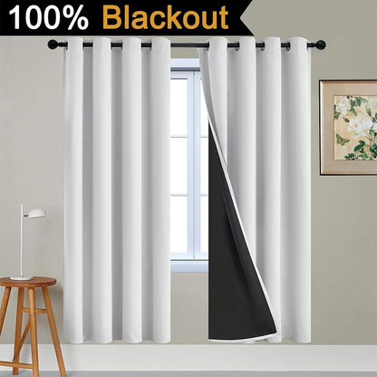 Yakamok 100% Blackout Curtains 72 Inches Long, 2 Thick Layers Heat and Full - Image 2