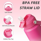 BJPKPK Water Bottle with Straw Lid, 24oz Vacuum Insulated Water Bottles, Metal Stainless Steel Thermos for Sports, Travel, BPA Free Leak Proof Thermos, Cups, Flasks, Tumblers,Cherry