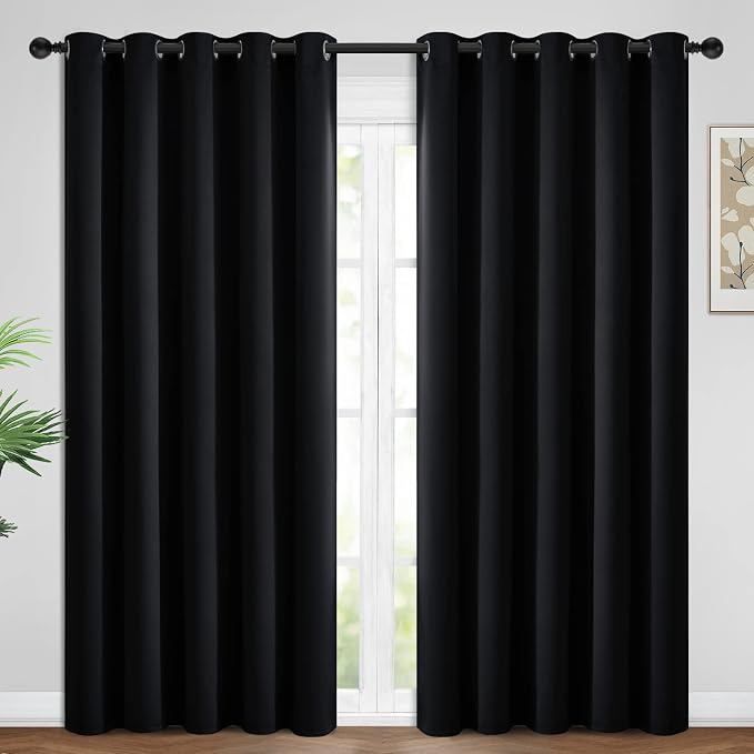Yakamok Room Darkening Curtains 62x84 inch Length Black-Living Room | 2 panels by Yakamok