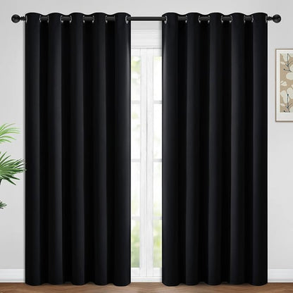 Yakamok Room Darkening Curtains 62x84 inch Length Black-Living Room | 2 panels by Yakamok