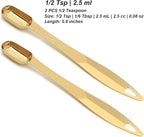2 Pcs 1/2 Teaspoon(2.5 mL | 1/2 Tsp | 1/6 Tbsp | 2.5 cc | 1/16 oz) Stainless Steel Single Measuring Spoon, Long Handle Metal Measuring Spoon, Kitchen Gadgets for Cooking & Baking(Gold)