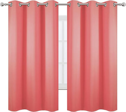 Coral Blackout Curtains 42 x 63 Inch Length/Set of 2 Curtain Panels/Thermal - Image 2