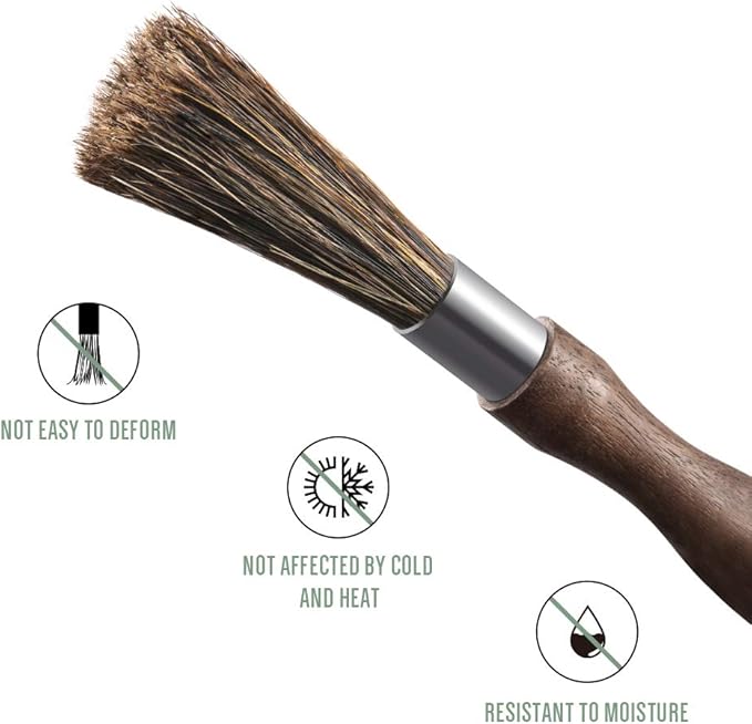 Coffee Brush Coffee Grinder Cleaning Brush Coffee Grinder Brush Natural Boar Bristles Walnut Handle with Suspension Band, Professional Equipment for Your Barista Home Kitchen