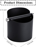 Italian Espresso Knock Box, Stainless Steel, with Detachable Tapping Rod and Anti Slip Rubber Base (Black, 800ml)