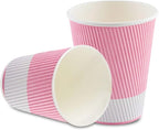 Restaurantware-12 Ounce Disposable Coffee Cups, 500 Ripple Wall Hot Cups For Coffee - Lids Sold Separately, Rolled Rim, Light Pink Paper Insulated Coffee Cups, For Hot Coffee, Tea, And More