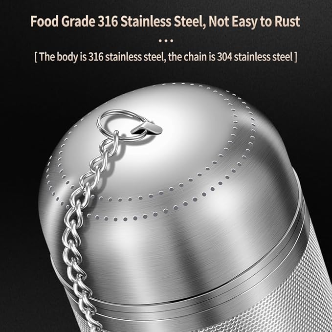316 Stainless Steel Tea Infuser Reusable Tea Steeper Extra Fine Mesh Tea Infuser Tea Strainer for Loose Leaf Tea Spices and Seasonings (1 Pack - Large)