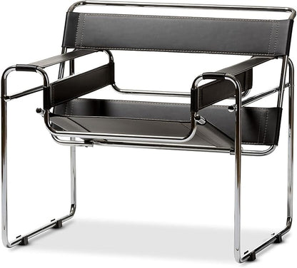 Baxton Studio Wassily Style Mid Centry Modern Accent Chair, Steel Frame and by BaxtonStudio