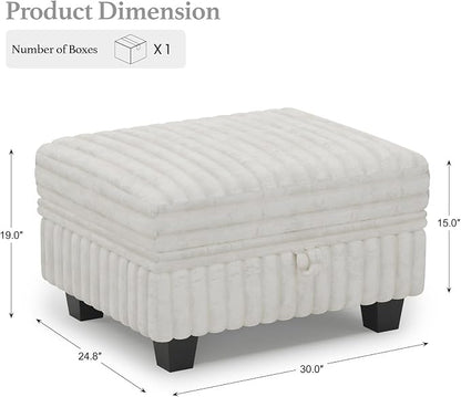 Belffin Corduroy Fabric Ottoman - Image 2